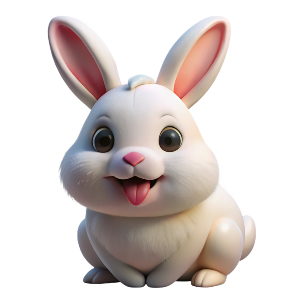 peaceful spectacular A fluffy white rabbit, twitching its nose with Transparent Background elite png