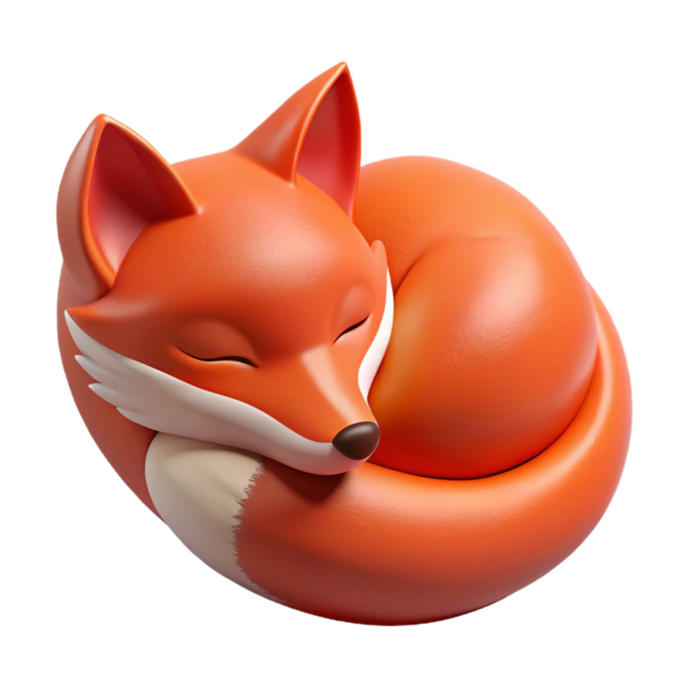 mysterious wonderful A sleeping Red Fox curled up, with Transparent Background 4K png