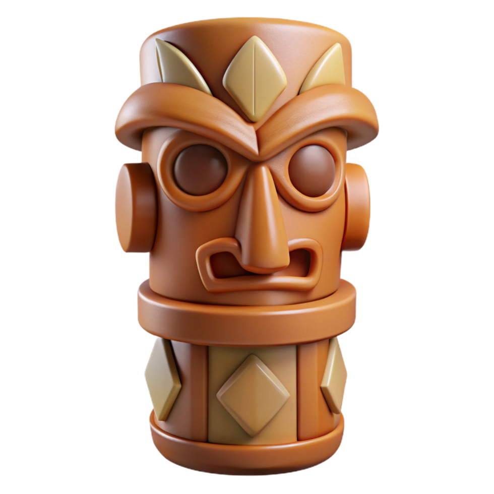 inspired coastal Concept art style, isolated cutout of a single tribal totem carved from a single piece of wood with Transparent Background precision png