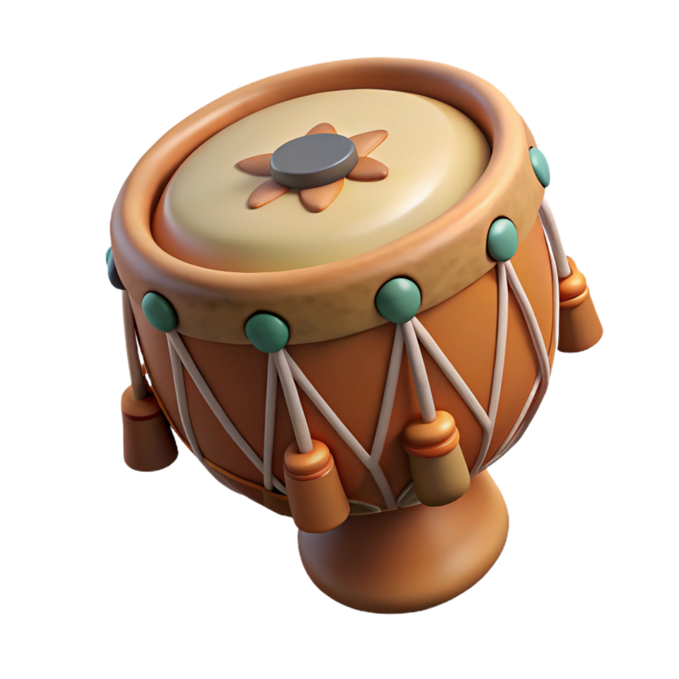 magnificent coastal Concept art style, isolated cutout of a single, weathered tribal drum with stretched animal hide and painted symbols with Transparent Background professional png