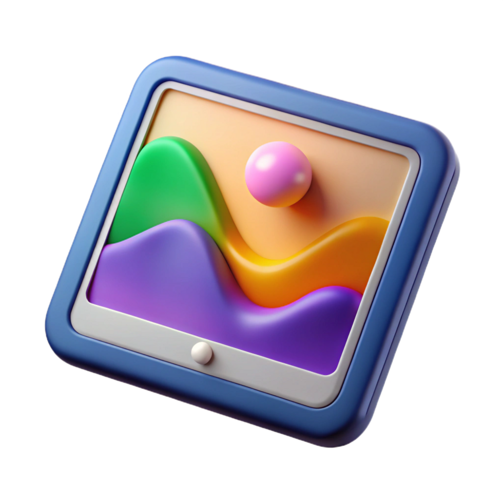 joyful extraordinary A tablet, displaying a colorful image with Transparent Background crisp png