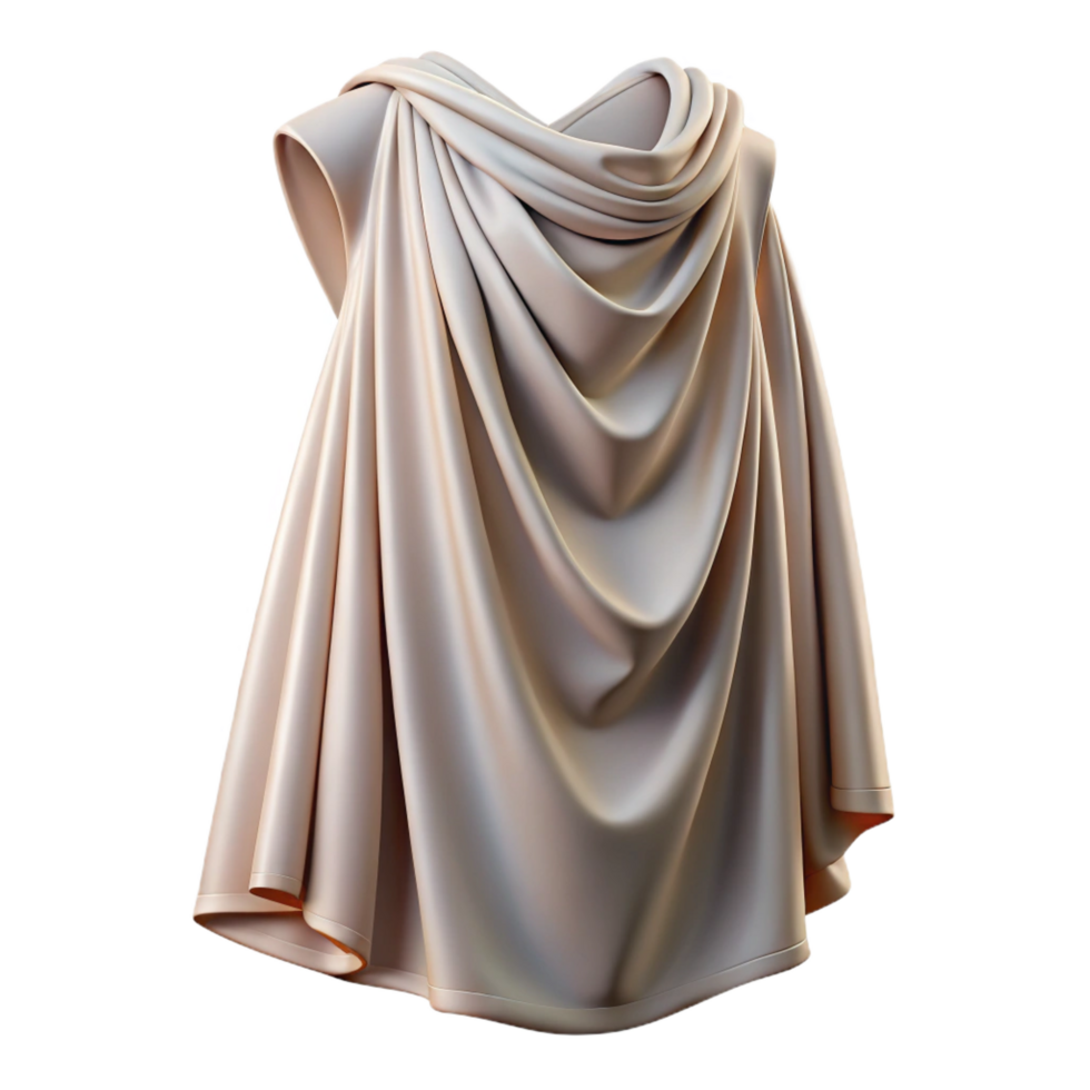 inspired abstract Photorealistic, hyper-specific, ultra-detailed render of a single Greek himation, draped garment, isolated cutout with Transparent Background artisan png