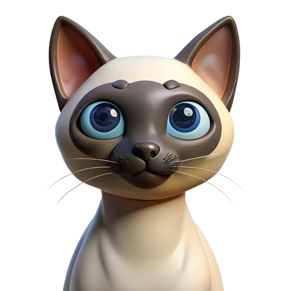 impressive unparalleled Siamese cat, seal point, crossed eyes, curious expression with Transparent Background png