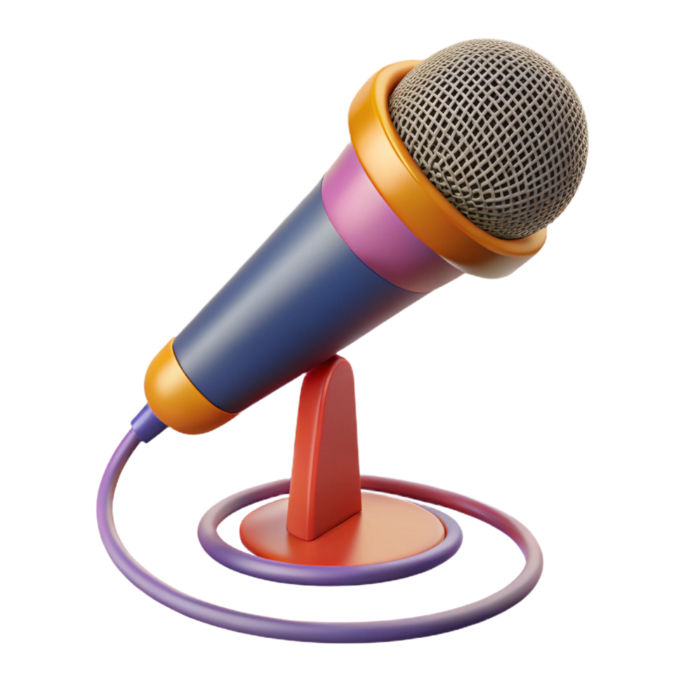 spectacular quintessential Microphone with stand and XLR cable with Transparent Background png