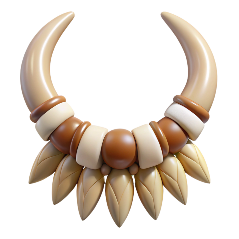 mesmerizing art deco Photorealistic, ultra-detailed isolated cutout of a tribal necklace made of animal teeth and claws with Transparent Background sharp png
