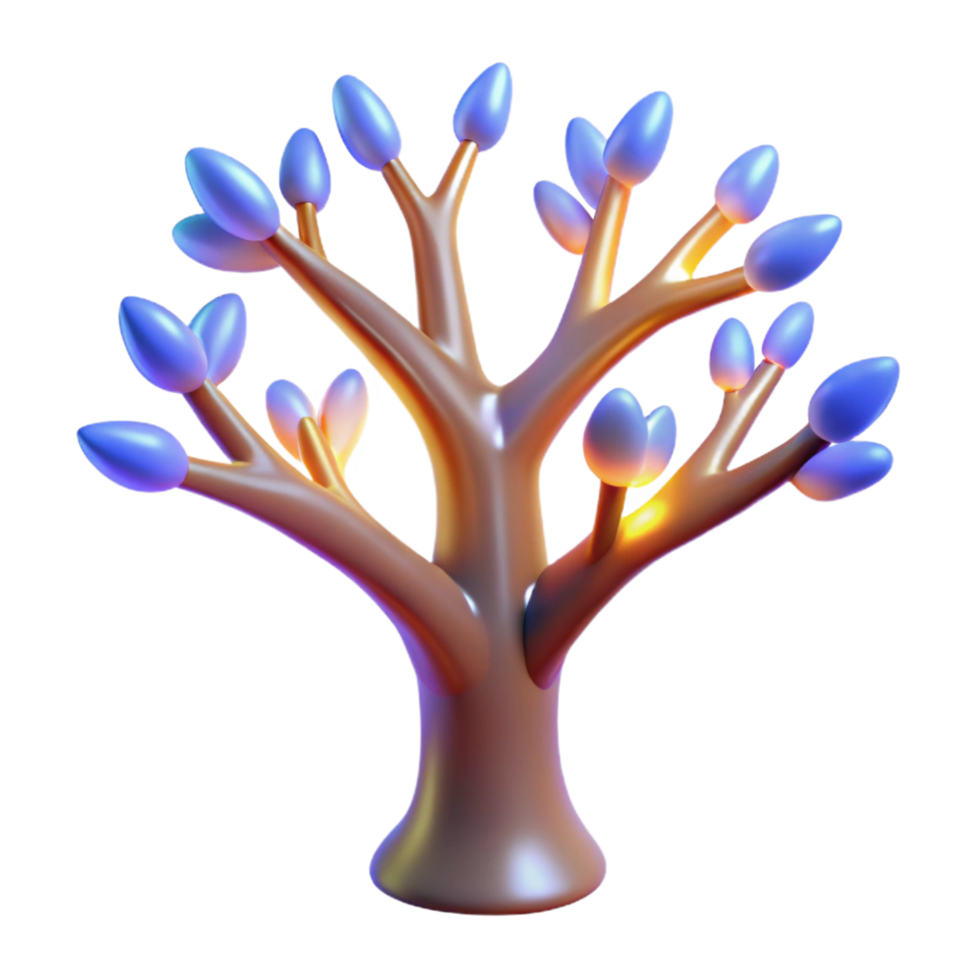 intense hypnotic A stylized, abstract tree with branches of light, with Transparent Background artisan png