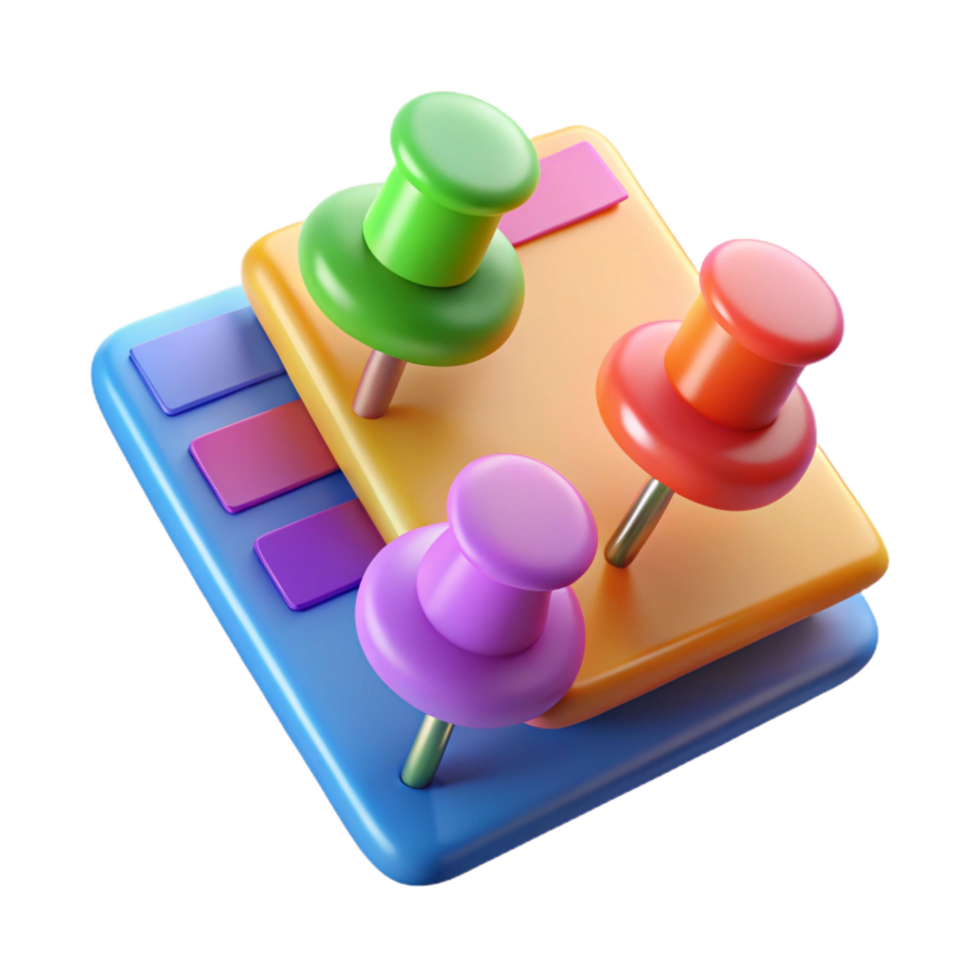magnificent victorian A pushpin, holding colorful notes with Transparent Background exclusive png