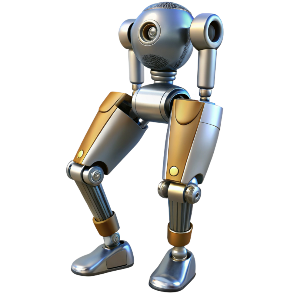 pristine geometric Robot leg, articulated joints, metallic, realistic textures with Transparent Background handcrafted png