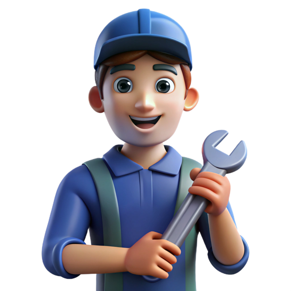inspired renaissance Mechanic holding a wrench, with Transparent Background museum quality png