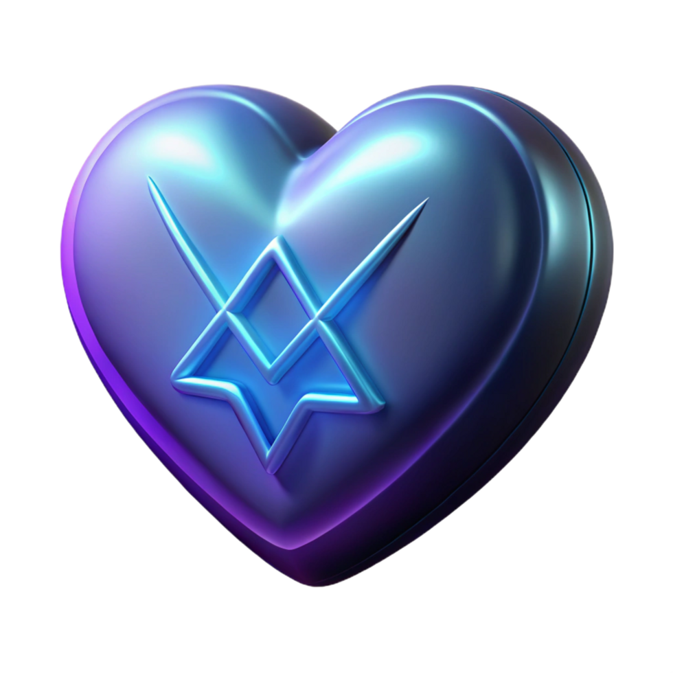 splendid dramatic artistic A stylized heart with glowing runes, with Transparent Background top-tier png