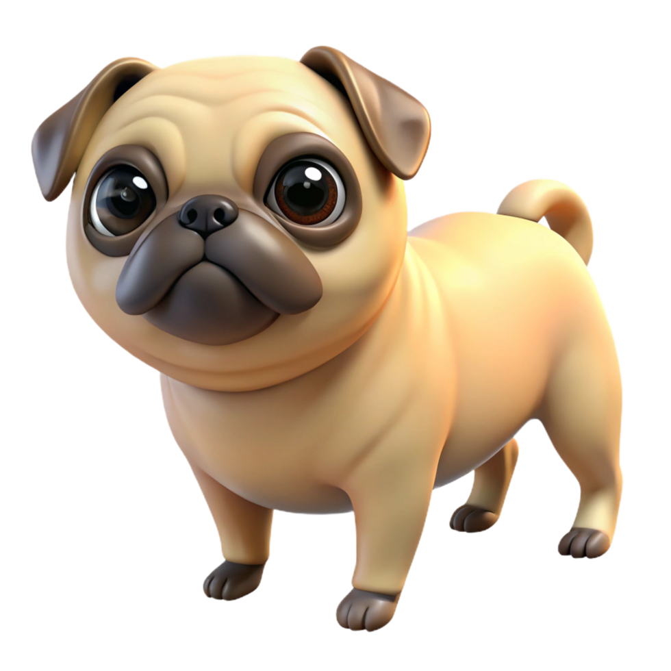 mesmerizing nostalgic mid-century A pug dog with Transparent Background flawless png