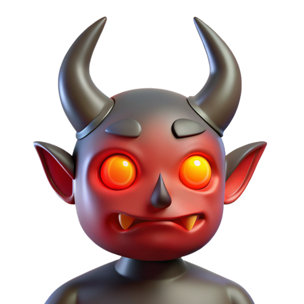 extraordinary distinguished A horned demon with glowing red eyes, with Transparent Background png