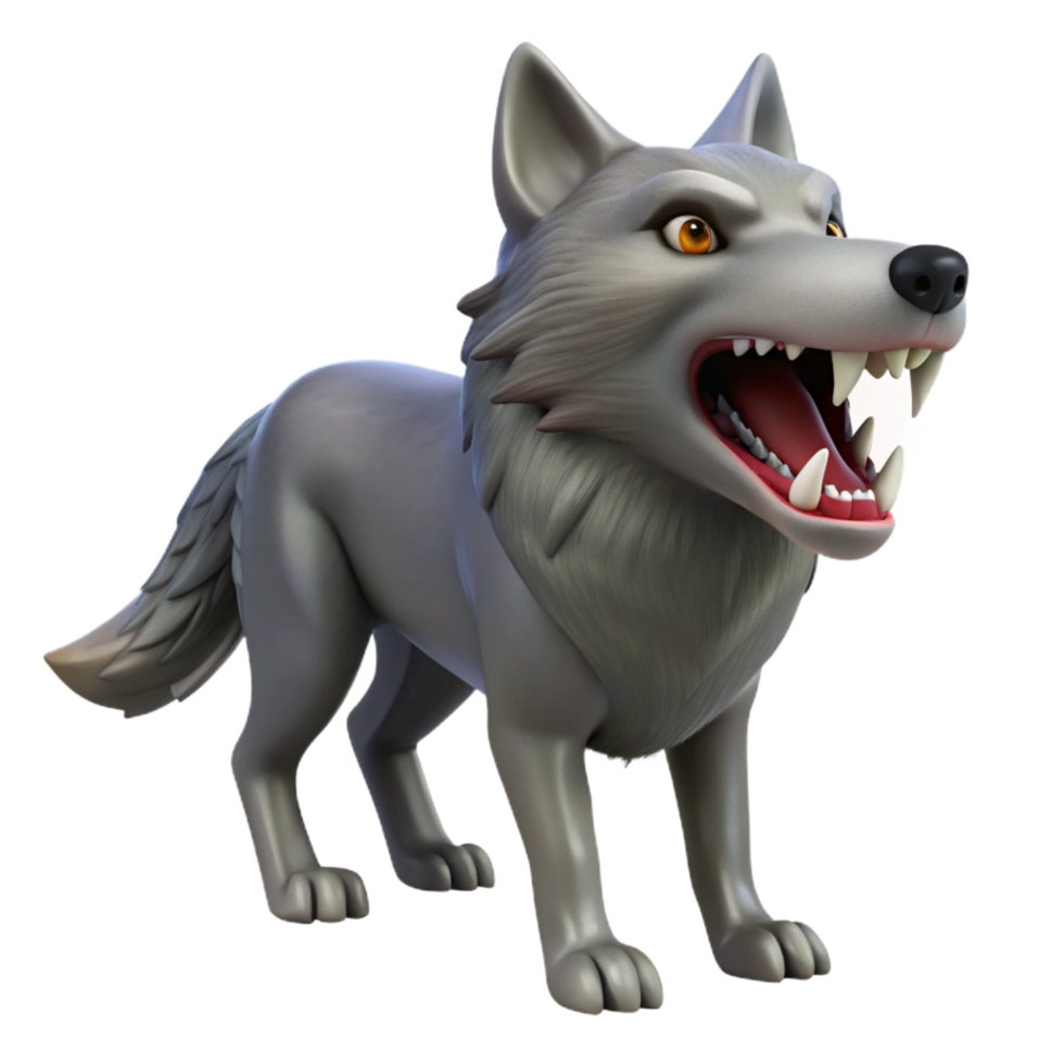splendid playful elegant A howling gray wolf with bared teeth with Transparent Background premium png