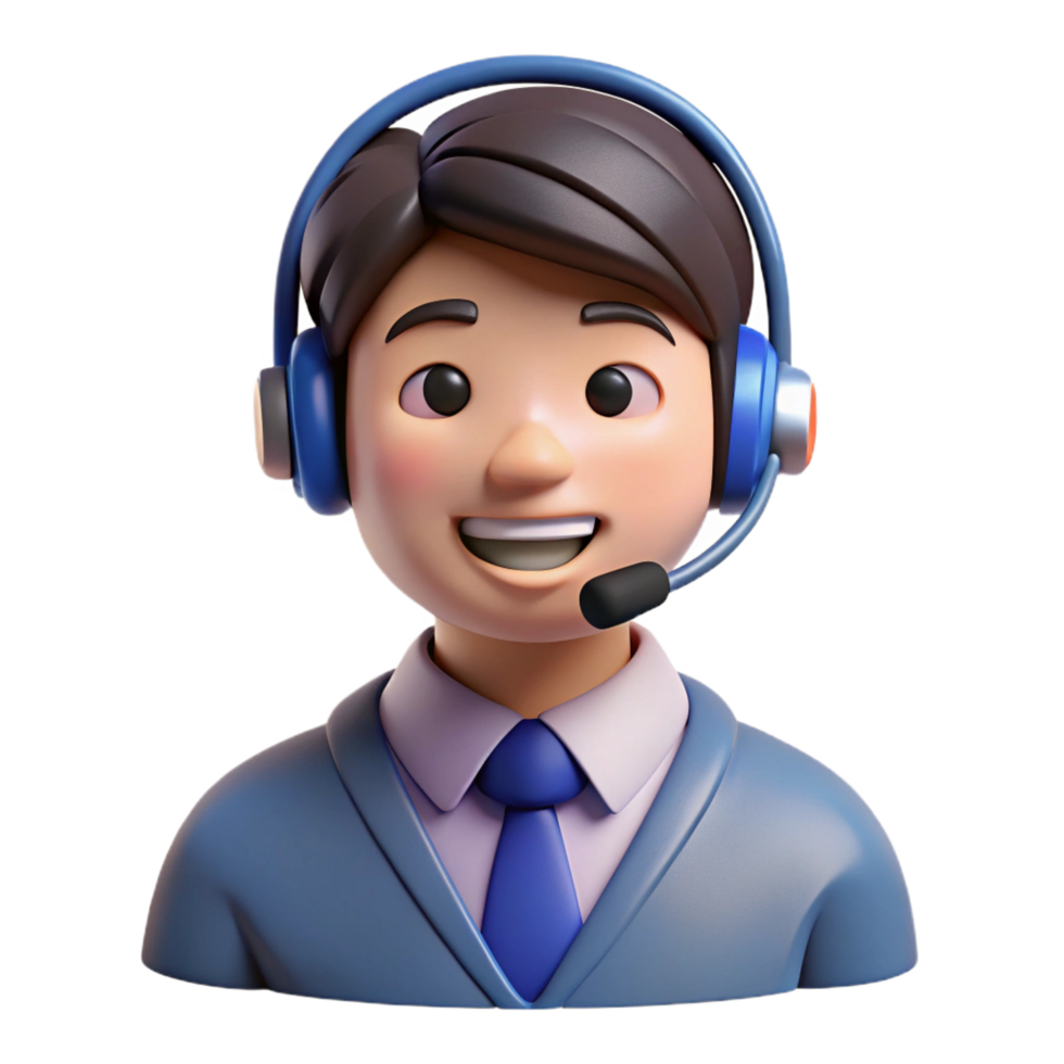 gorgeous standout Smiling customer service representative wearing a headset, with Transparent Background png