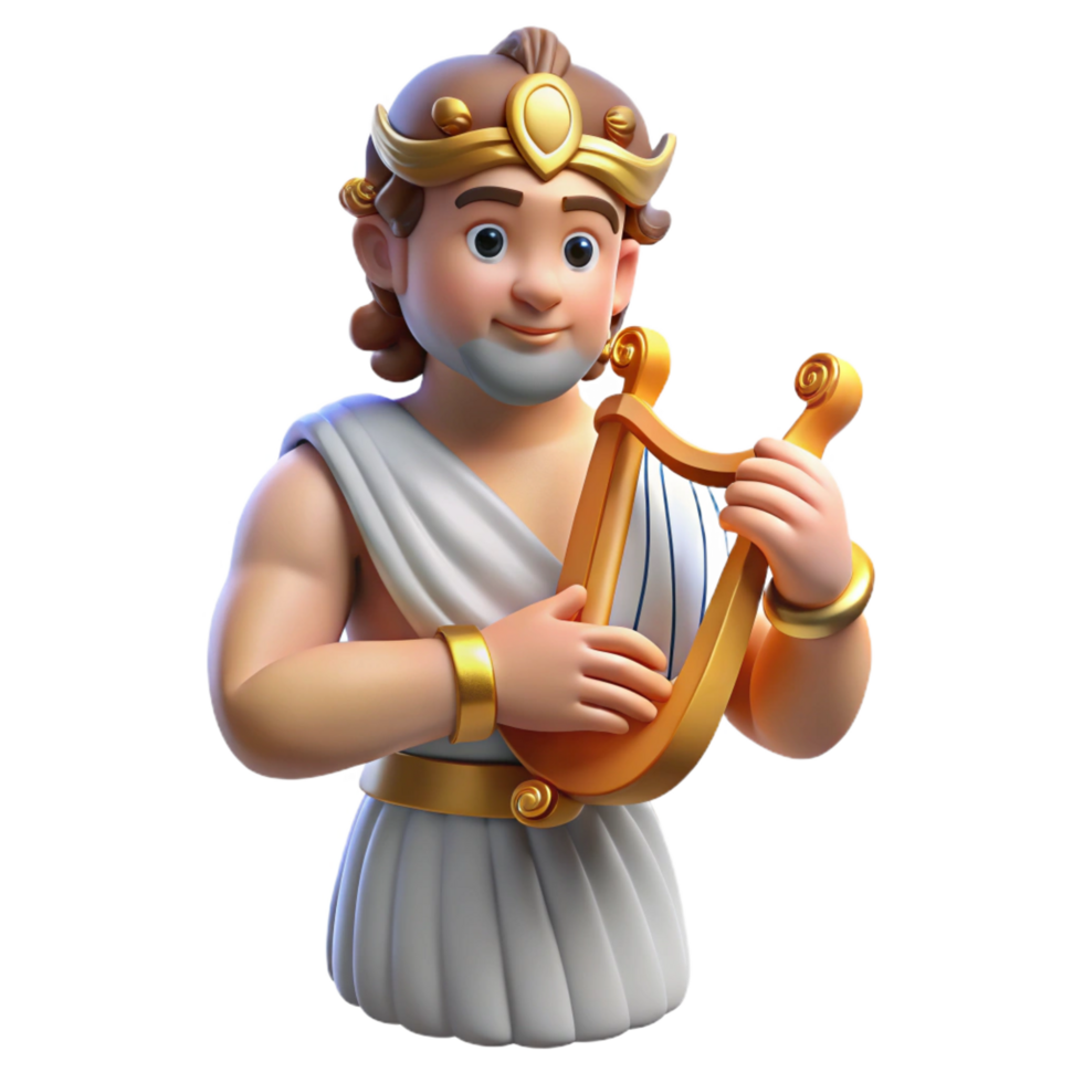 hypnotic victorian Apollo, God of Music and Light, holding lyre, with Transparent Background original png