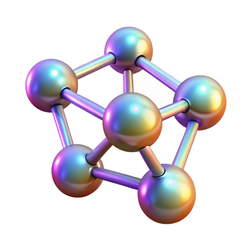 wonderful intense contemporary Concept art style, isolated cutout of a holographic representation of a molecule, highly detailed, hyper-specific with Transparent Background high quality png