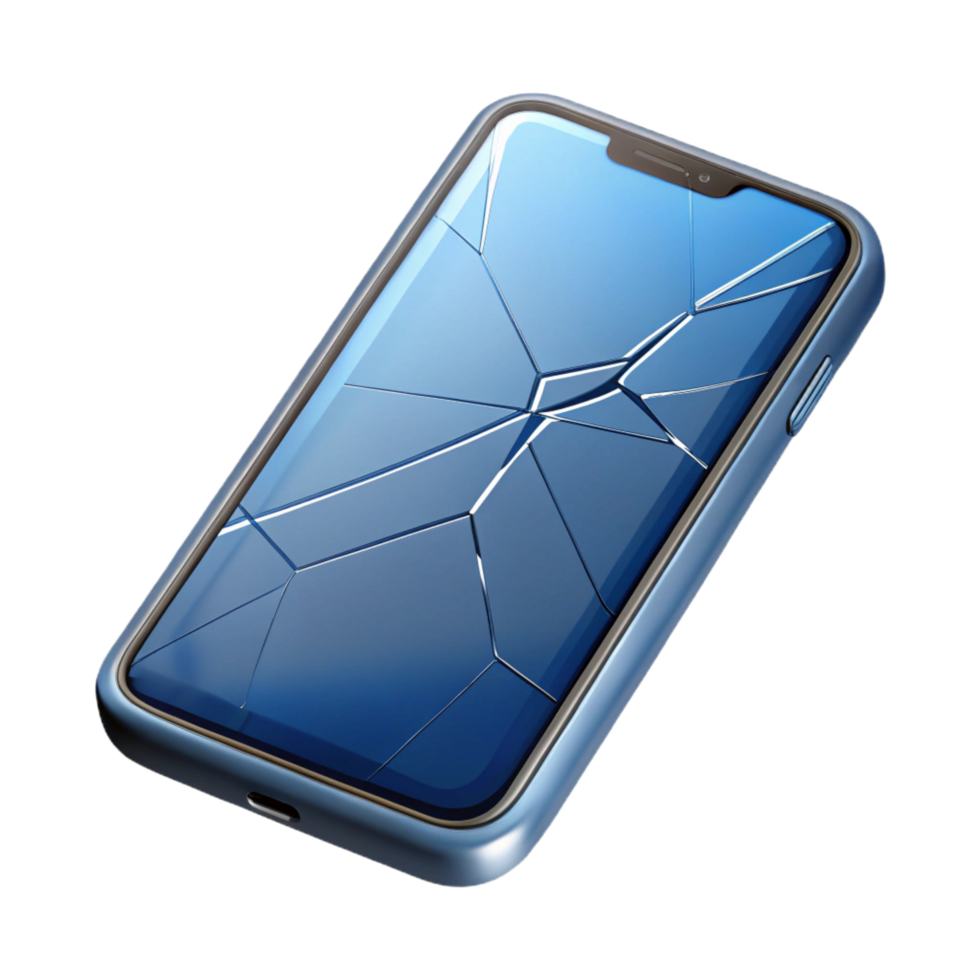magnificent intense bohemian Smart phone with cracked screen with Transparent Background professional png