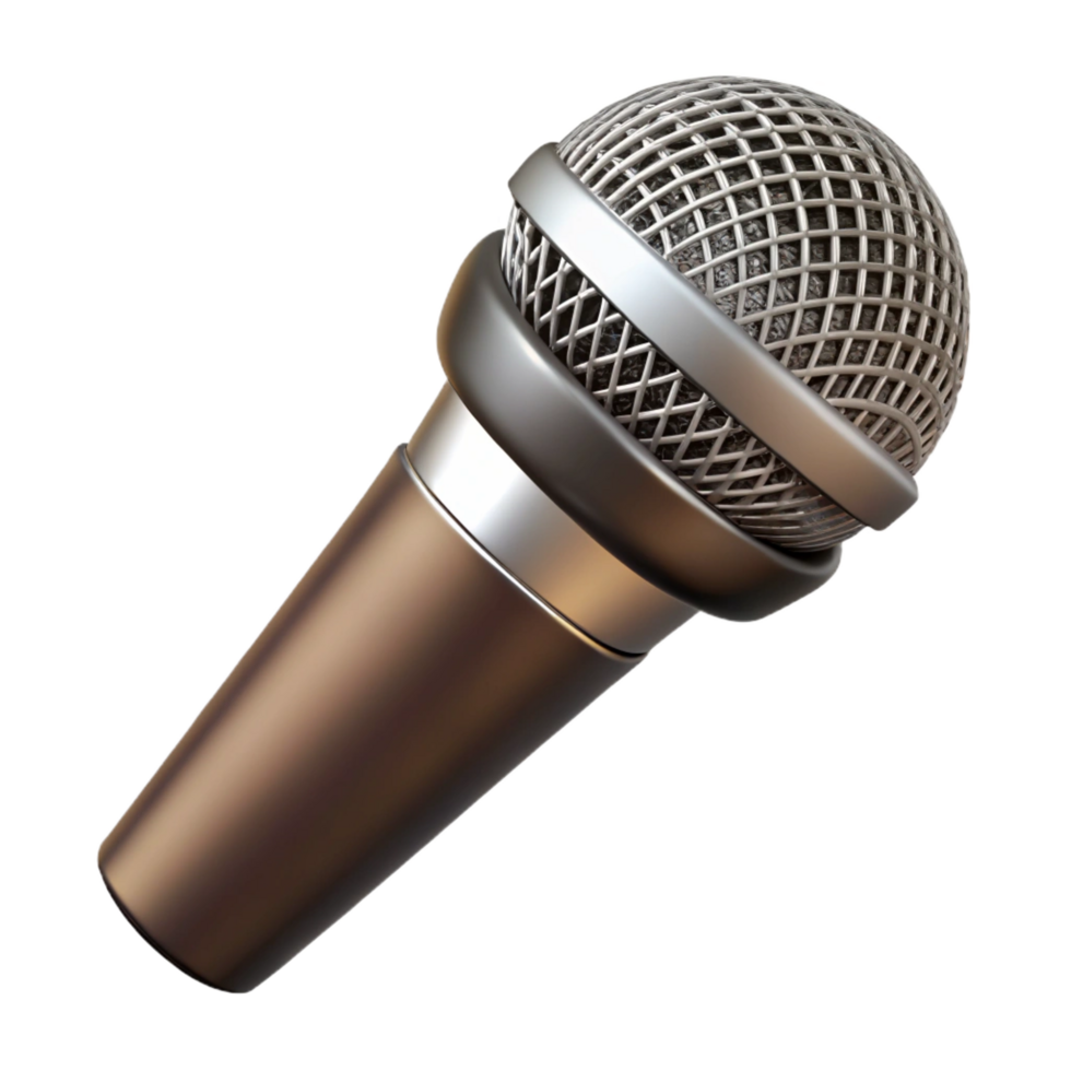 mysterious glorious A microphone, silver and black with Transparent Background exclusive png