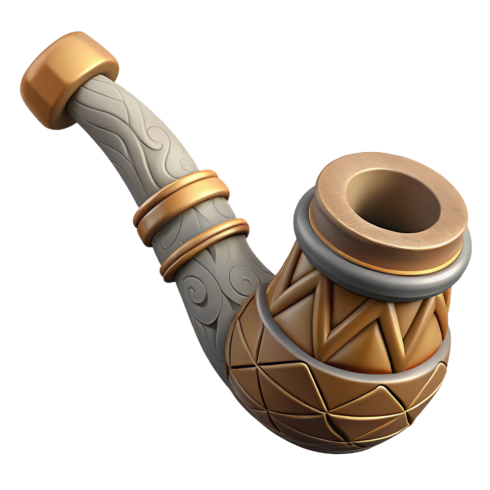 memorable urban Isolated cutout, concept art style, tribal ceremonial pipe, carved stone, intricate stem with Transparent Background precision png