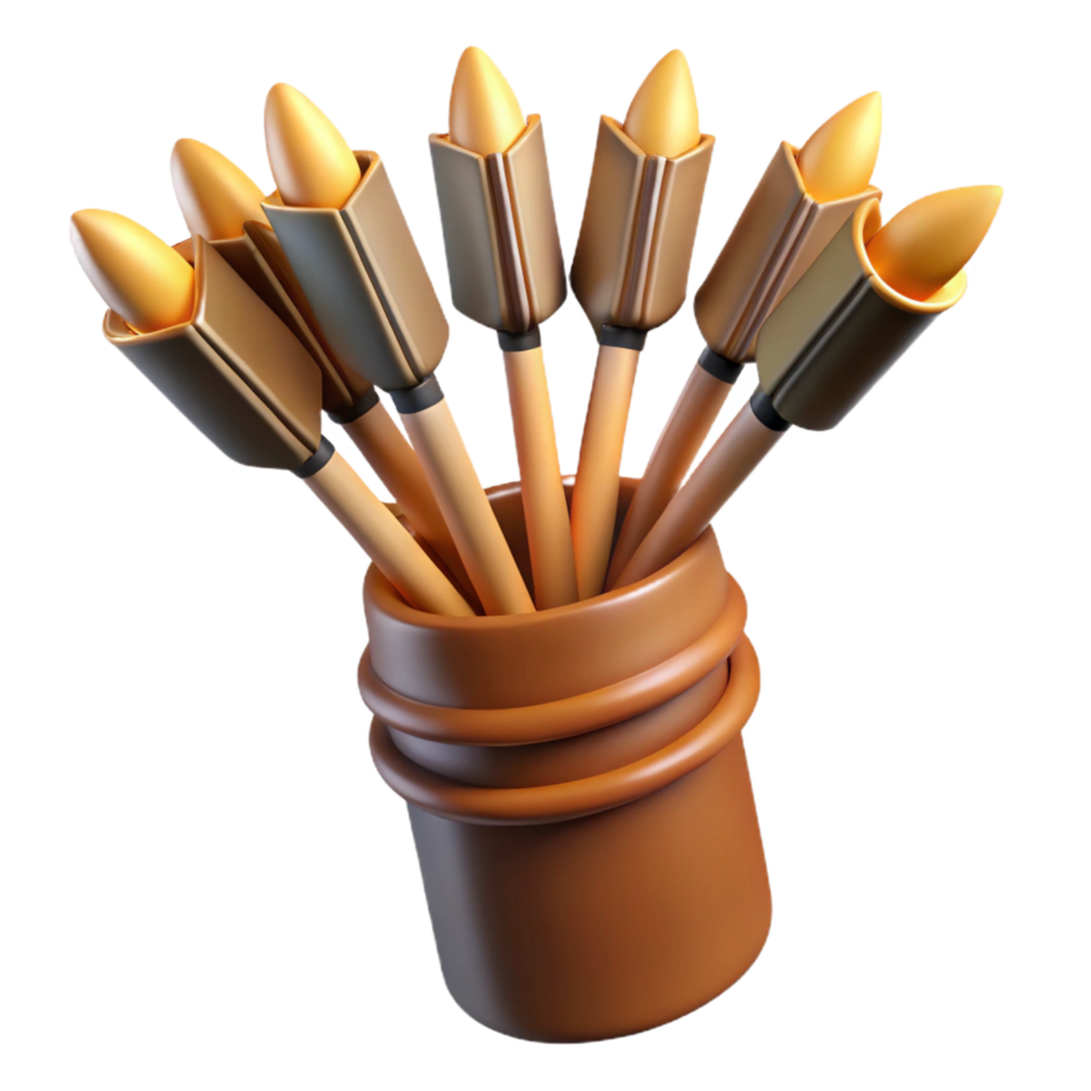 wonderful baroque A quiver full of arrows with fletched feathers, with Transparent Background top-tier png