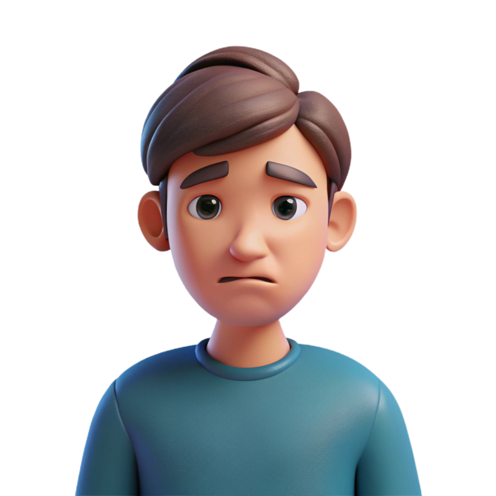 impressive notable Sad young man, looking down, with Transparent Background png