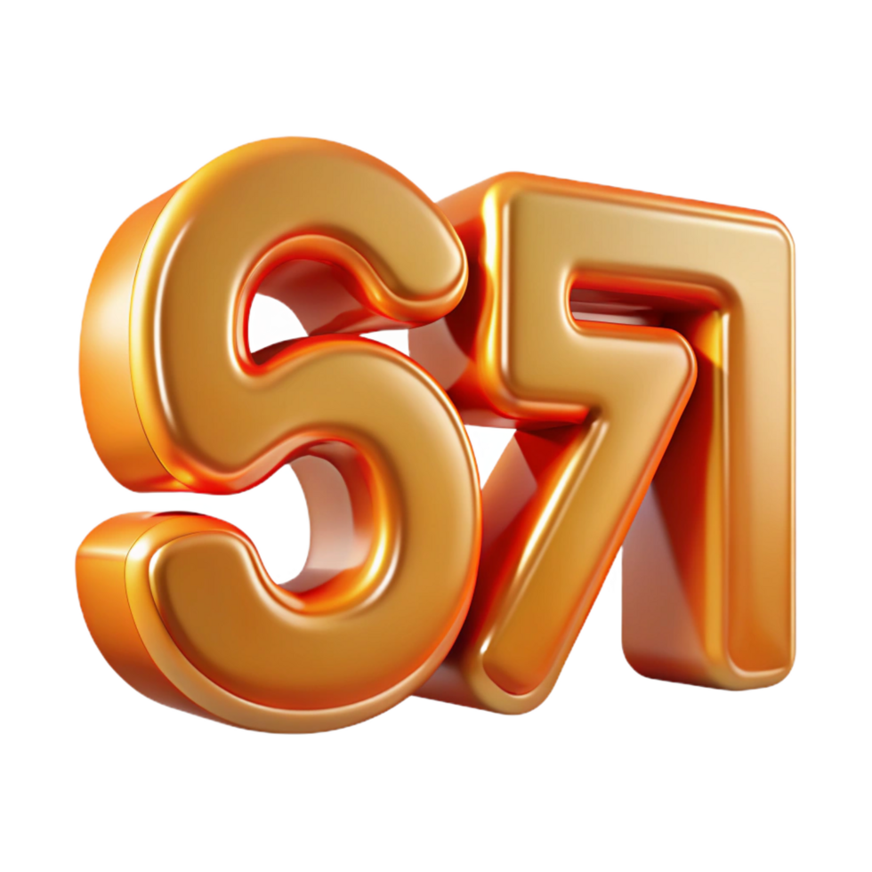 intense vibrant House number modern font with Transparent Background 8K png