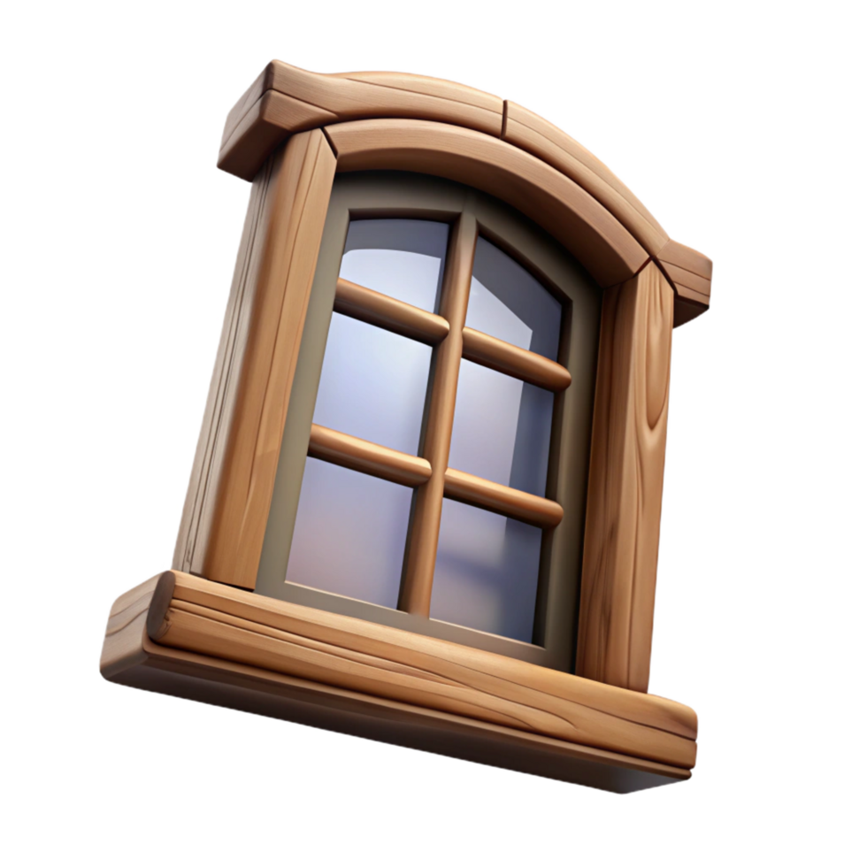 nostalgic magnificent Rustic wooden window frame, with Transparent Background premium png