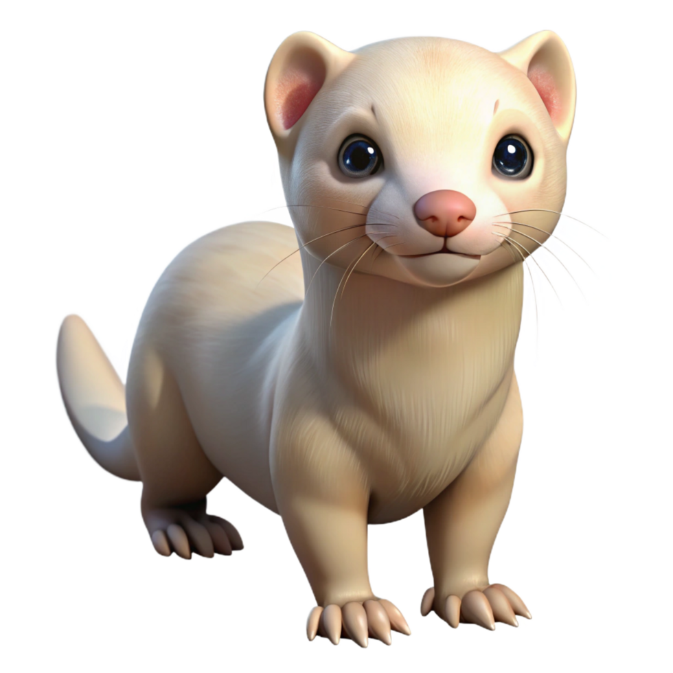 picturesque traditional Ferret, albino, playful, inquisitive expression with Transparent Background artisan png