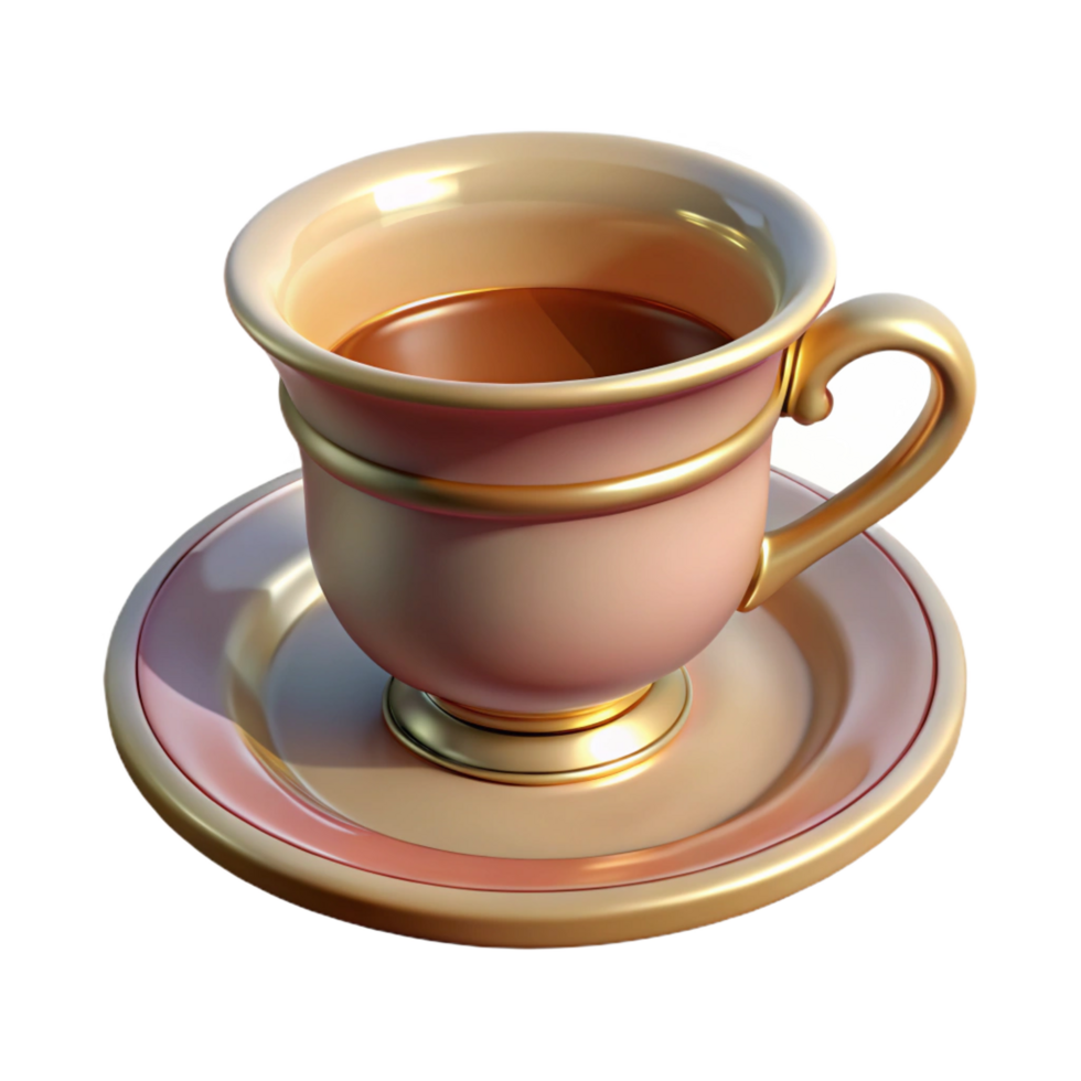 exquisite calm tropical Ultra-detailed, photorealistic, professional render, isolated cutout of a vintage teacup and saucer with Transparent Background expertly shot png