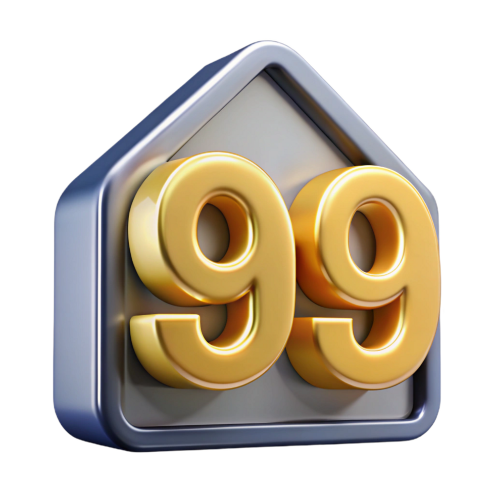 sumptuous avant-garde Modern house number sign, with Transparent Background masterfully captured png