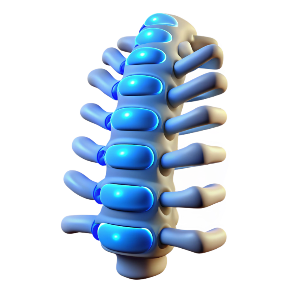 radiant harmonious mid-century Cybernetic spine with glowing nodes with Transparent Background elite png