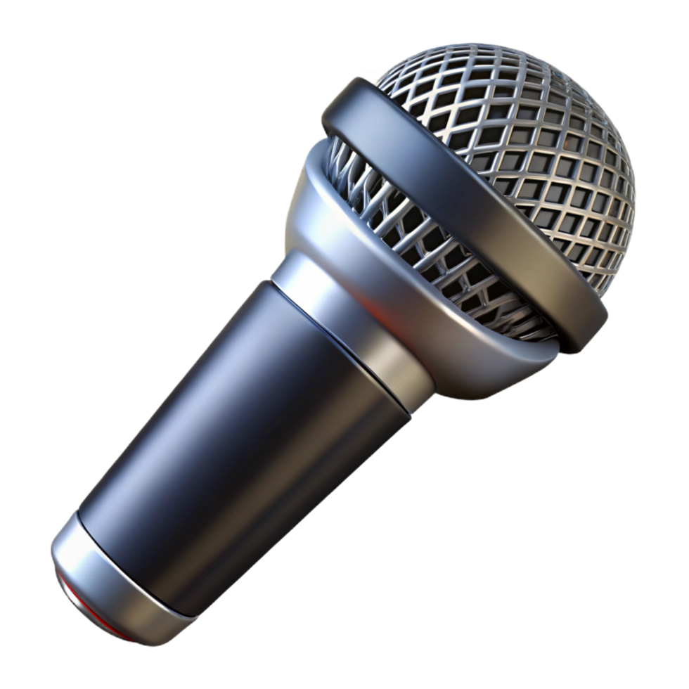 iconic gothic A microphone, silver and black with Transparent Background impeccable png