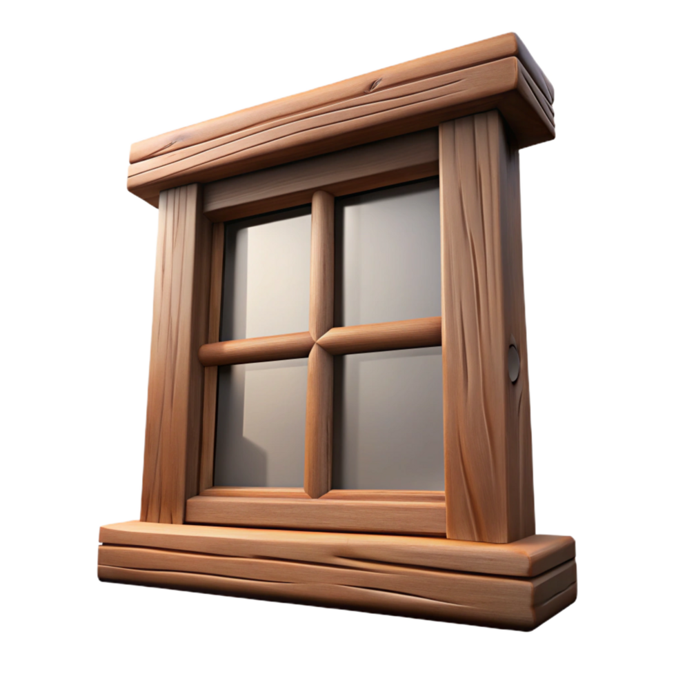 immaculate renaissance Rustic wooden window frame, with Transparent Background detailed png