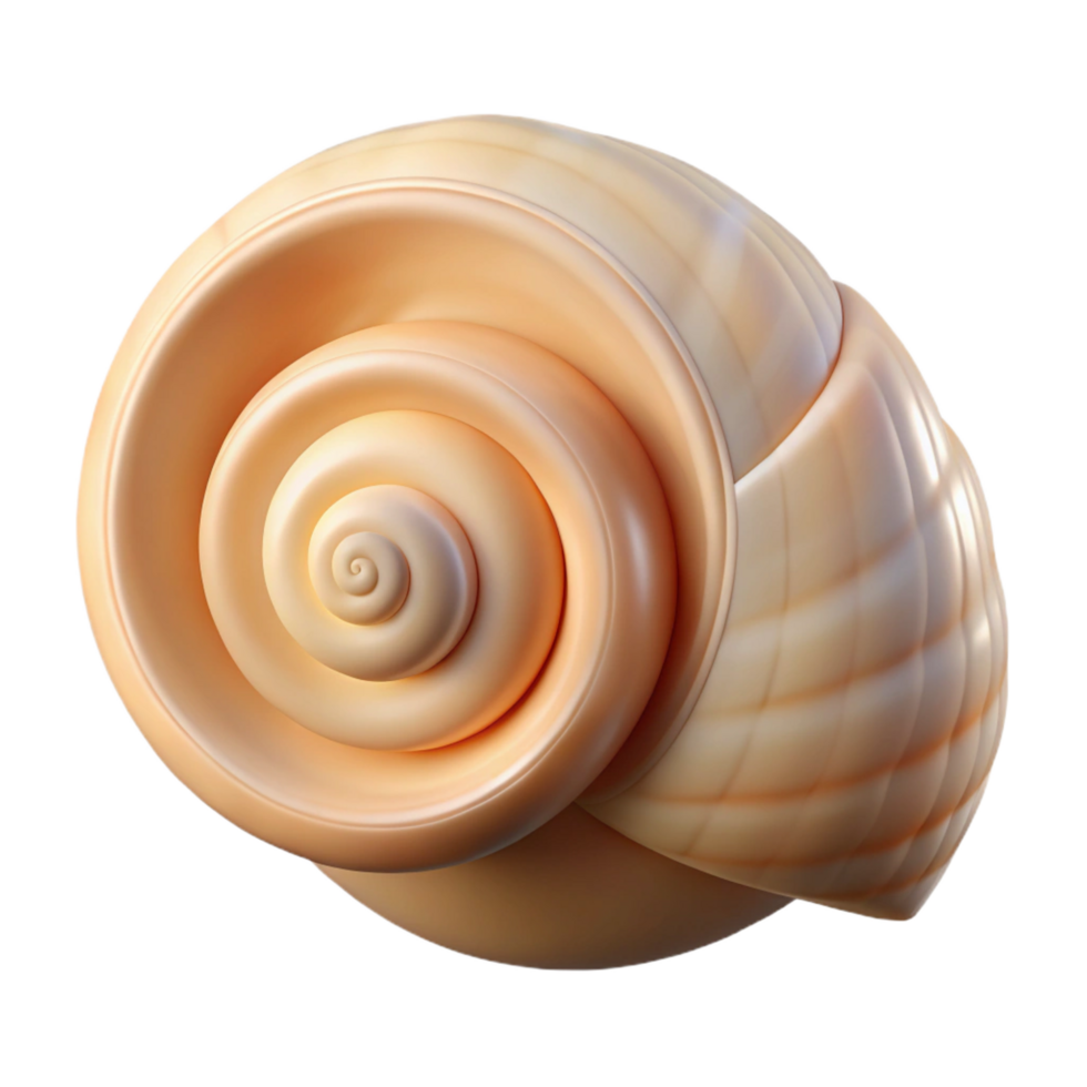 harmonious vibrant Photorealistic, isolated cutout of a single seashell, spiral shape, delicate texture, professional render with Transparent Background artisan png
