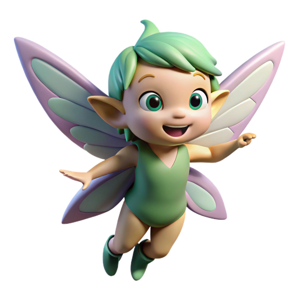 energetic stunning A playful pixie, fluttering wings, mischievous grin with Transparent Background high quality png