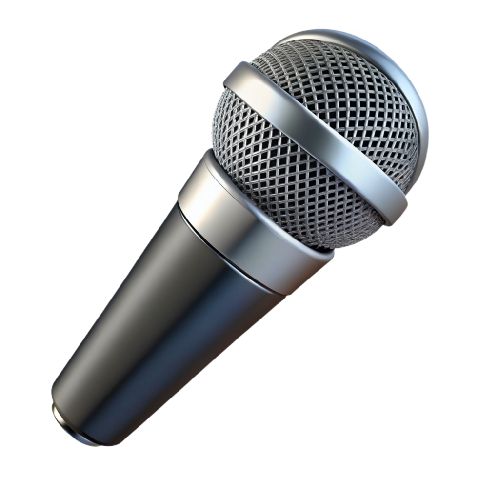 stunning signature A microphone, silver and black with Transparent Background png