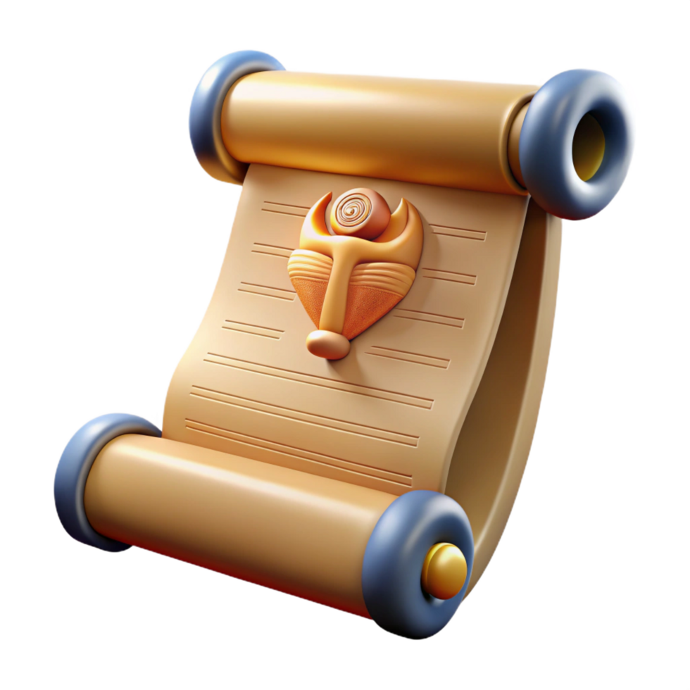 whimsical captivating Sphinx riddle scroll, ancient script, with Transparent Background masterfully captured png