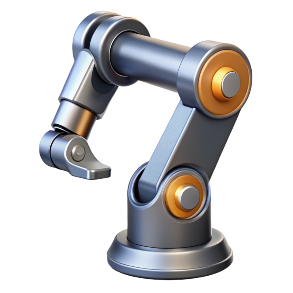 intense captivating Professional render, isolated cutout of a single robotic arm, hyper-specific metallic texture, ultra-detailed joints with Transparent Background gallery standard png