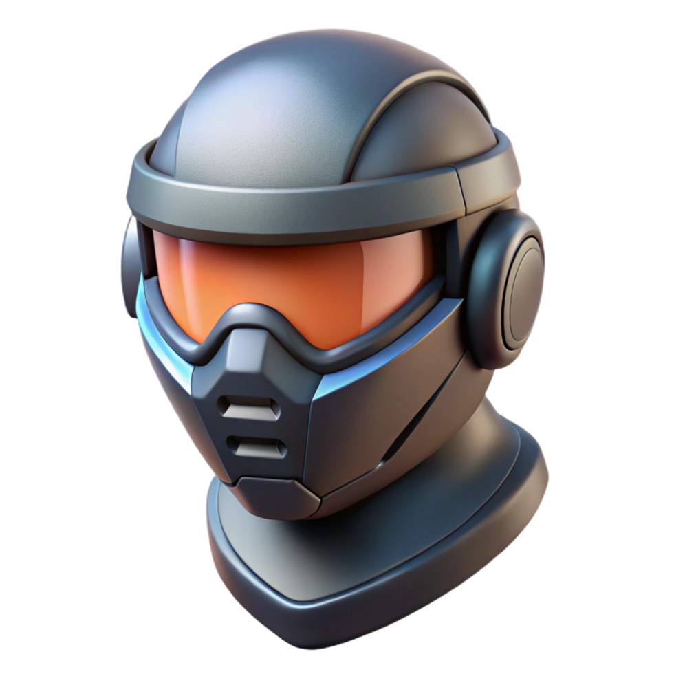 reflective wonderful Futuristic soldier helmet, visor down, sleek design with Transparent Background masterfully captured png