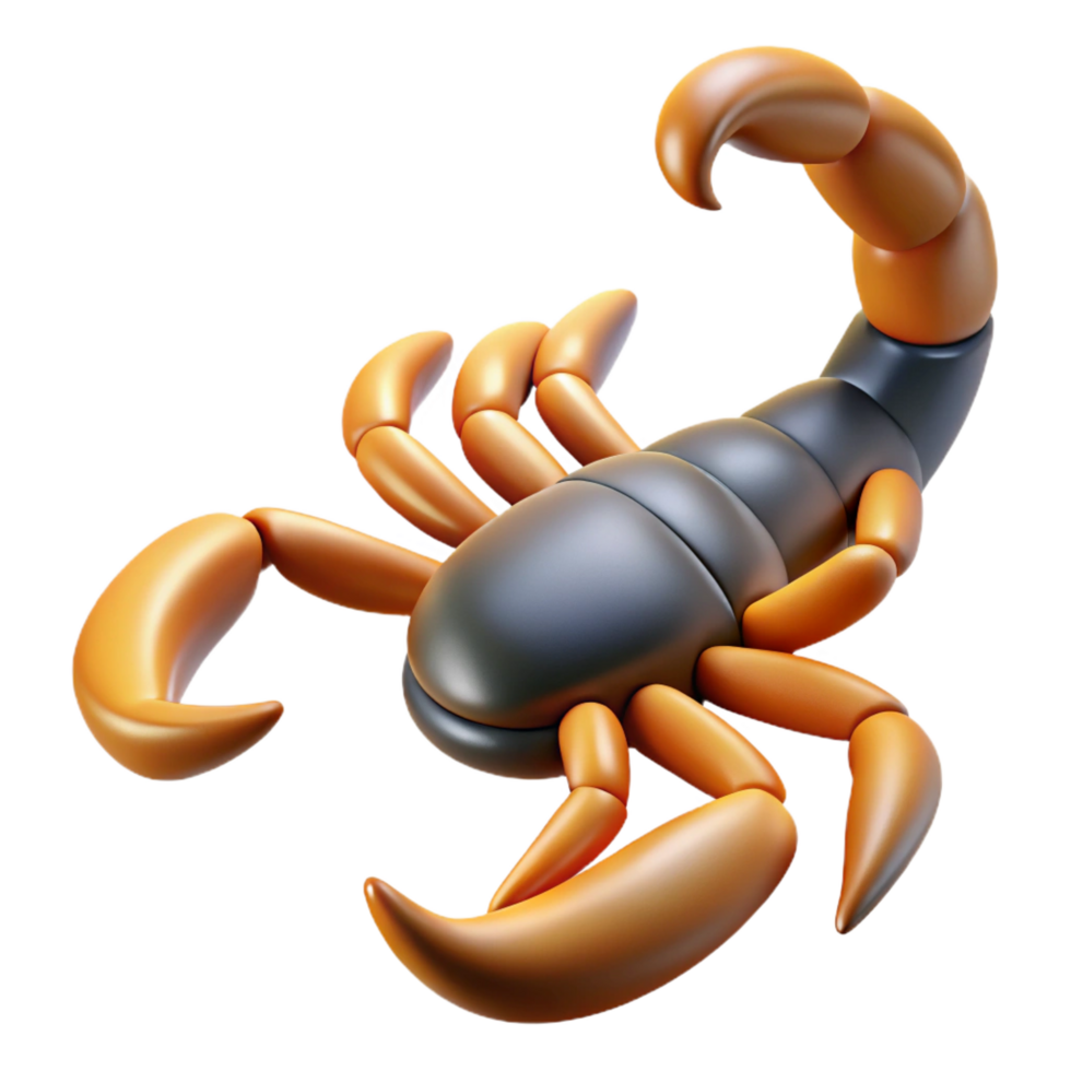 joyful wonderful Hyper-specific professional render of an isolated cutout single scorpion Scorpiones tail, raised, with Transparent Background premium png