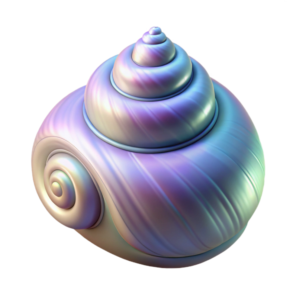 inspired urban Professional render of a hyper-specific, isolated cutout, single, polished seashell with spiral pattern and subtle iridescence with Transparent Background premium png