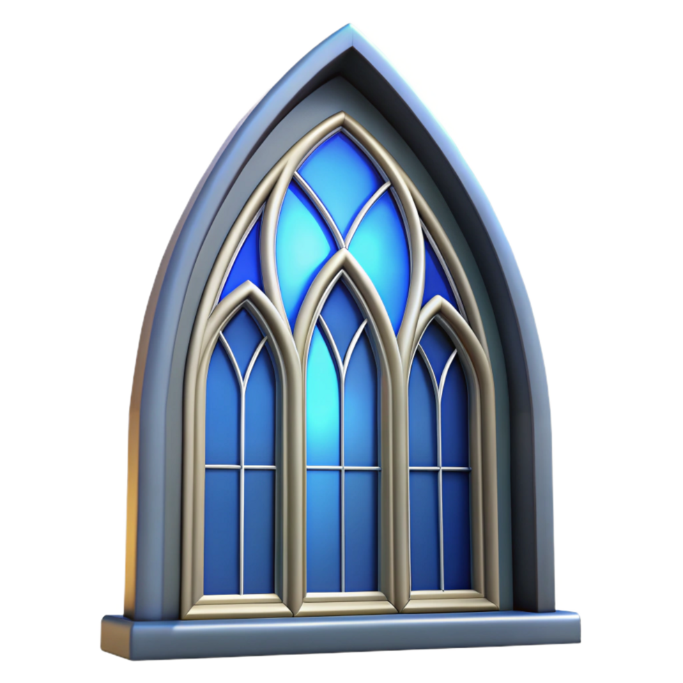 hypnotic art deco Gothic cathedral stained glass window, with Transparent Background detailed png