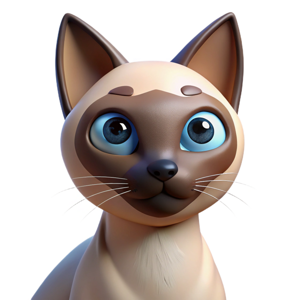 coveted bohemian Siamese cat, seal point, crossed eyes, curious expression with Transparent Background museum quality png