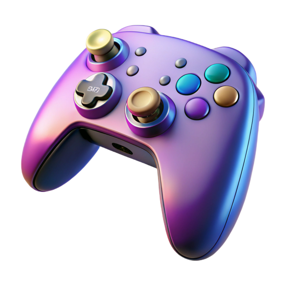 mysterious hypnotic Ultra-detailed professional render of a single gaming controller with custom paint job, isolated cutout with Transparent Background museum quality png