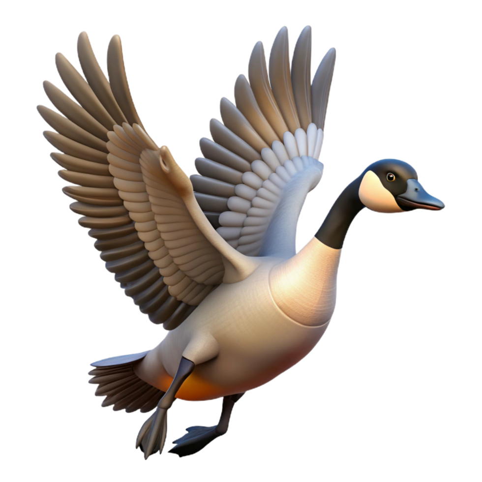 quintessential artistic Goose, Canada Goose, honking, in flight wings outstretched with Transparent Background original png