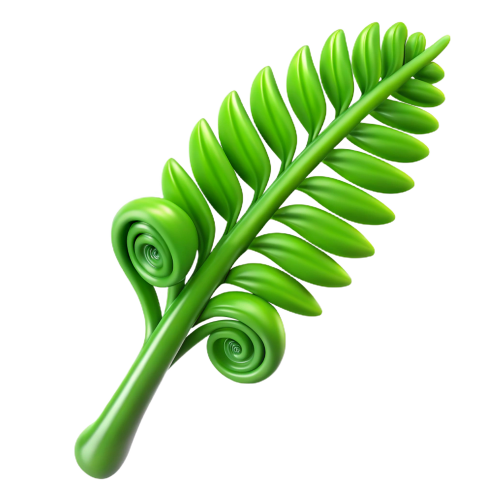serene standout Green fern frond unfurling with Transparent Background png