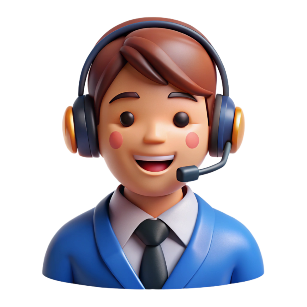 sumptuous dynamic minimalist Smiling customer service representative with a headset, with Transparent Background top-tier png