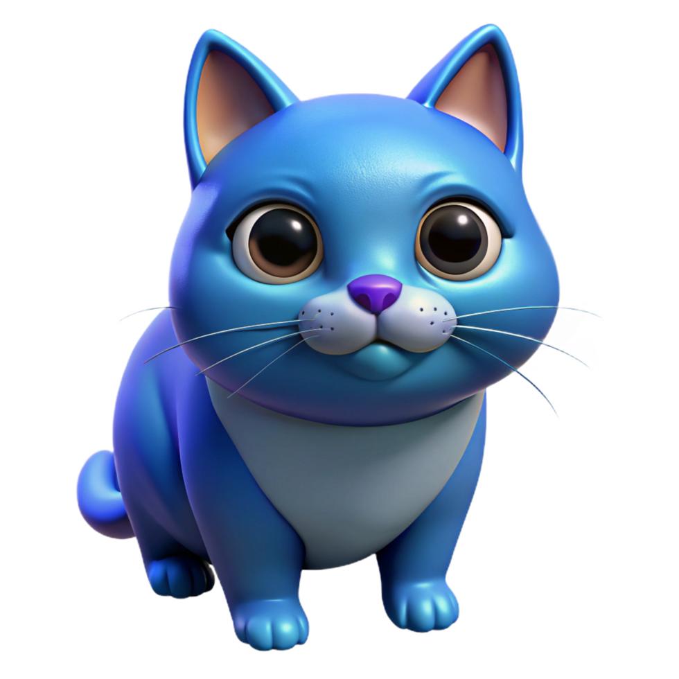 fascinating reflective artistic British Shorthair cat, blue, curious expression, with Transparent Background fine detail png