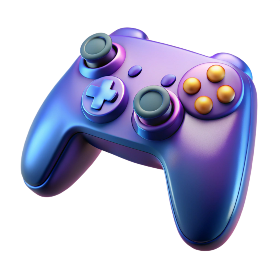 splendid dramatic modern Isolated cutout of a single gaming controller, ultra-detailed, photorealistic, showing individual buttons, professional render with Transparent Background impeccable png