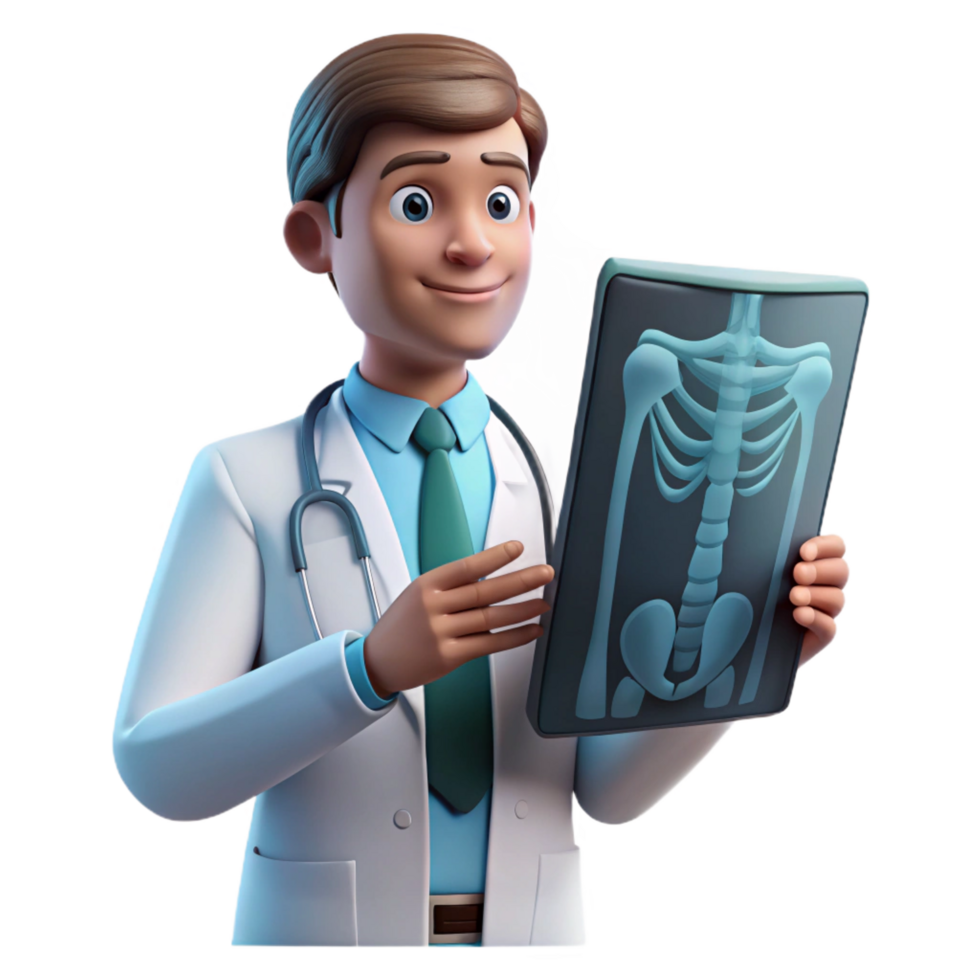 calm breathtaking Doctor examining an x-ray, with Transparent Background fine detail png